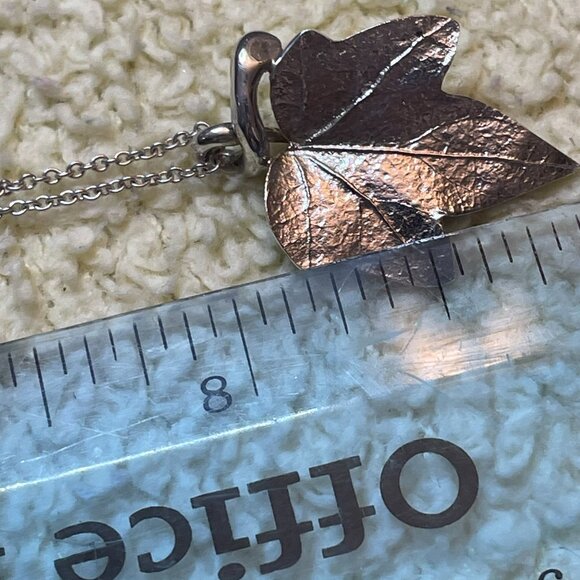 Tiffany & Co. Vintage Ivy Maple Leaf Pendant Necklace Silver 16" w/ Pouch - Picture 8 of 8